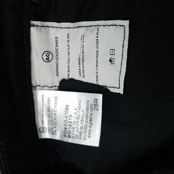 AG Adriano Goldschmied Isabelle Black Studded High Rise Straight Crop Pa… - Picture 5 of 8